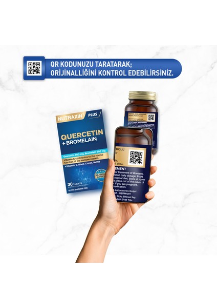Quercetin + Bromelain Takviye Edici Gıda - 30 Tablet, Vitamin C, Çörek Otu ve Isırgan Otu İçerir, Türkiye Menşeli indirimleri