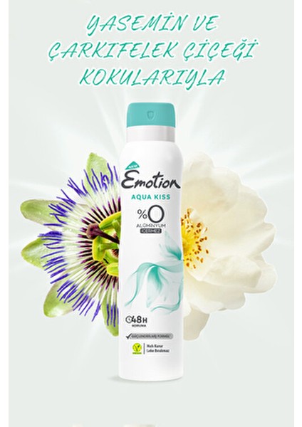 Aqua Kiss Kadın Deodorant 6 x 150 ml Meyvemsi Koku ile Cilde Nefes Aldıran Sprey