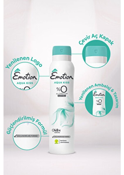 Aqua Kiss Kadın Deodorant 6 x 150 ml Meyvemsi Koku ile Cilde Nefes Aldıran Sprey