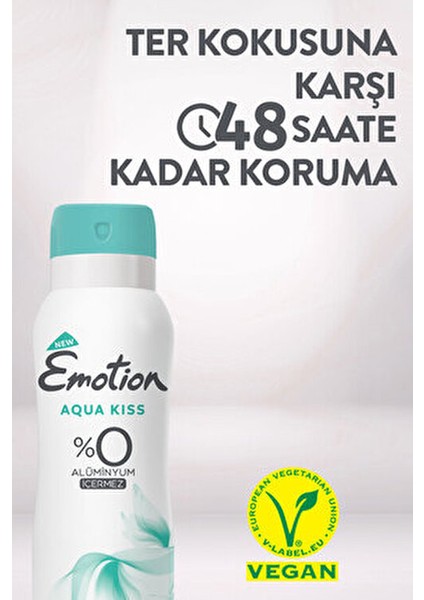 Aqua Kiss Kadın Deodorant 6 x 150 ml Meyvemsi Koku ile Cilde Nefes Aldıran Sprey