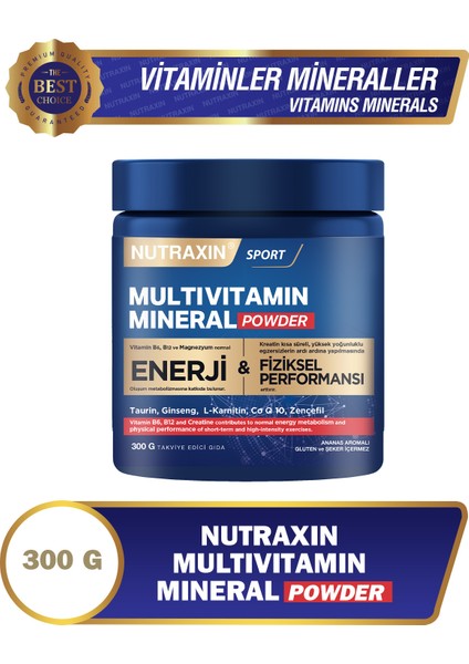Multivitamin Mineral Powder 300 gr Magnezyum, Taurin, Kreatin, L Carnitin, Ginseng, CO10, Energy fırsatları