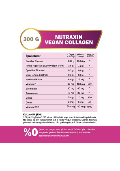 Nutraxın Vegan Collagen 300 gr fiyatları