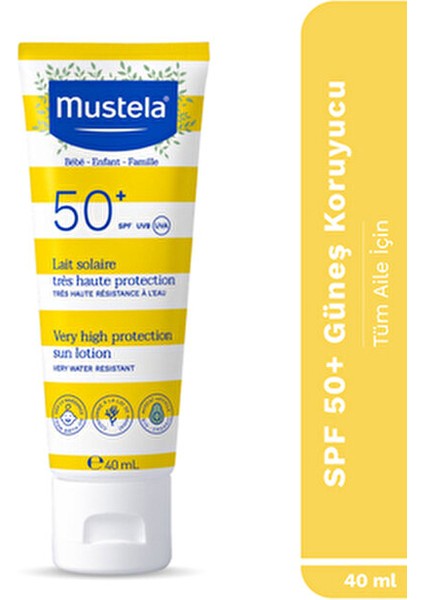 40 ml Çok Yüksek Koruma Faktörlü Güneş Losyonu SPF 50+ Tüm Ciltler İçin Kokusuz fiyatları