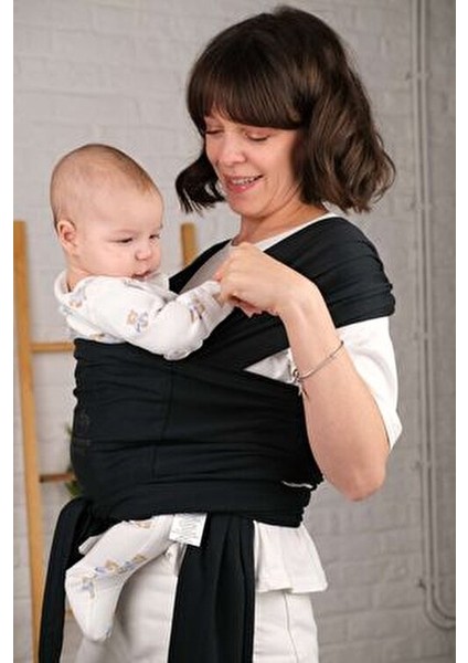 Baby Sırt Destekli Ayarlanabilen Sling Taşıma Şalı Gri Renk Ergonomik Tasarım ile Konforlu Kullanım