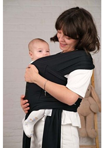 Baby Sırt Destekli Ayarlanabilen Sling Taşıma Şalı Gri Renk Ergonomik Tasarım ile Konforlu Kullanım