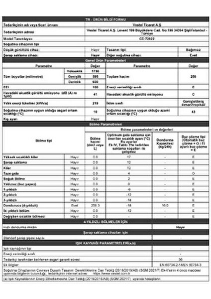 CD 72922 259 lt Hacimli 7 Çekmeceli Derin Dondurucu E Enerji Sınıfı Beyaz Renk