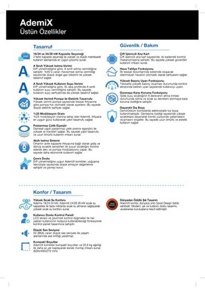Ademix 18/24KW Tam Yoğuşmalı Kombi 24 kW Hermetik Baca ile Isıtma Tekniği fırsatları