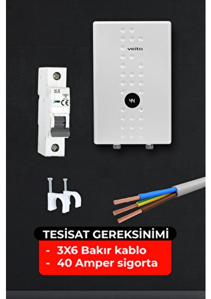 Flow E9 9000 Watt Beyaz Şofben 9 lt/dk Su Isıtma Kapasitesi Merkezi Sistem Güneş Uyumlu