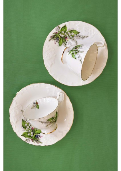 Yeşil Çiçek Bone 2 Kişilik Kahve Fincan Takımı