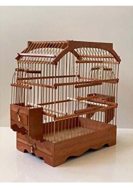 Ahşap Kuş Kafesi 40 cm Yükseklik 35 cm Genişlik 21.5 cm Derinlik ile Kolay Temizlik