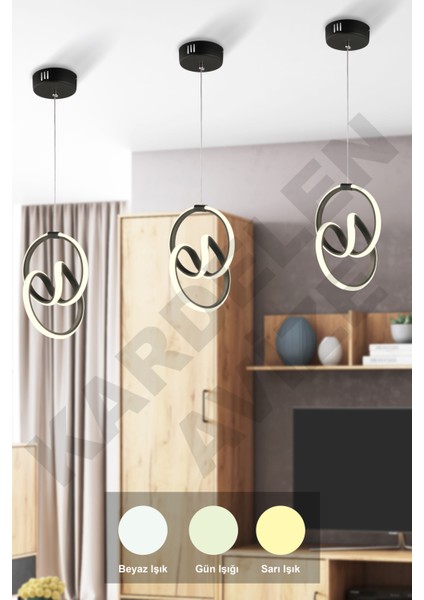 Renkli Işıklı Modern Ledli 3'lü Avize, Şık ve Trend Tasarım