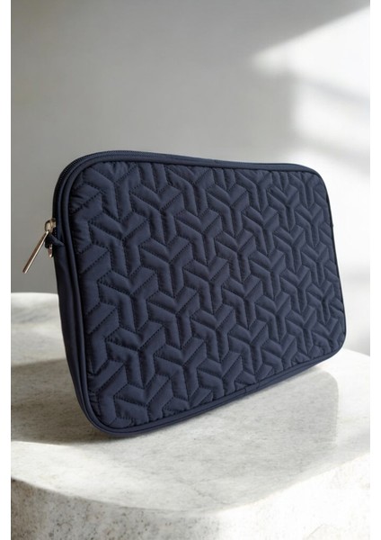 iPad Air Pro & Matepad & Galaxy & Tablet Kılıfı 11" - 12'' İnç Uyumlu Kapitoneli Omuz Askılı Lacivert Tablet Çantası
