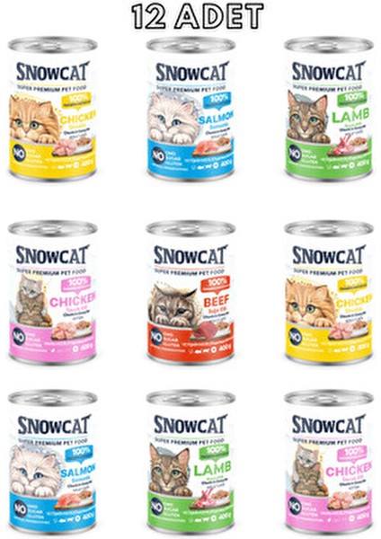 Premium Parça Etli Karışık Kedi Konservesi 12 Adet 400 gr Süper Premium Lezzet fiyatları