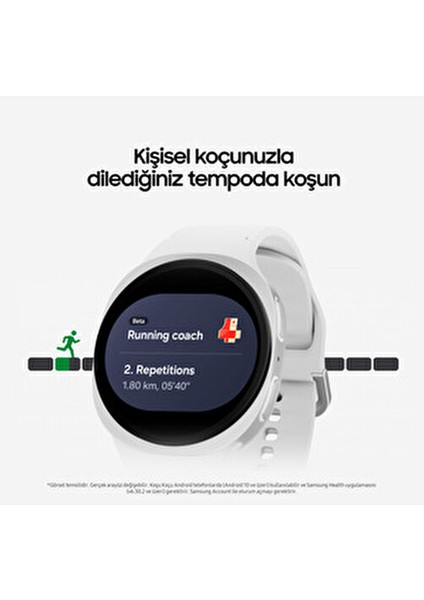 Galaxy Watch8 Small Gümüş SM-L320NZSATUR Akıllı Saat Kalp Ritmi Ölçme ve GPS Özellikleriyle