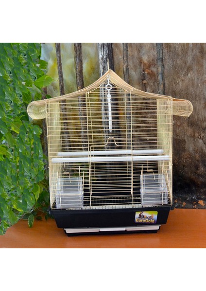 Techmrt Eurogold Pirinç Telli Üçgen Çatılı Kuş Kafesi 31X42X45CM