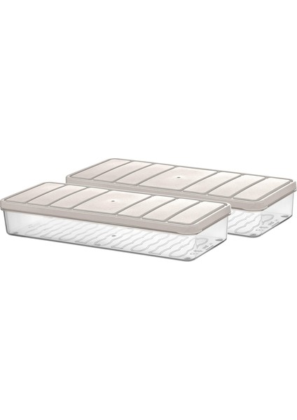 2 Adet 1 Lt. Nora Organizer Buzdolabı Buzluk Düzenleyici Saklama Kabı