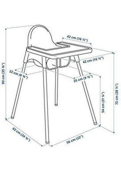 Antilop Siyah Tepsili Kemerli Mama Sandalyesi 0 - 4 Yaş İçin Portatif Kullanım