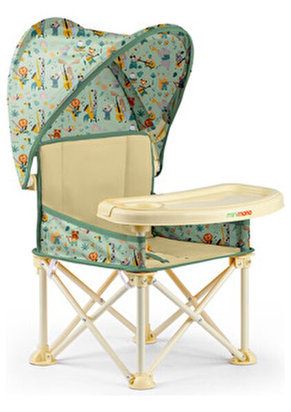 Plusup Portatif Mama Sandalyesi 0 - 4 Yaş Renkli Desenli Hafif ve Katlanabilir Tasarım