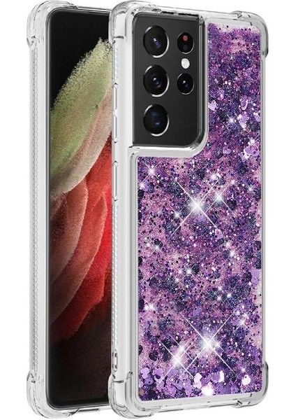 Samsung Galaxy S21 Ultra 5g Glitter Sparkle Sevimli Quicksand Için Telefon Kılıfı (Yurt Dışından)