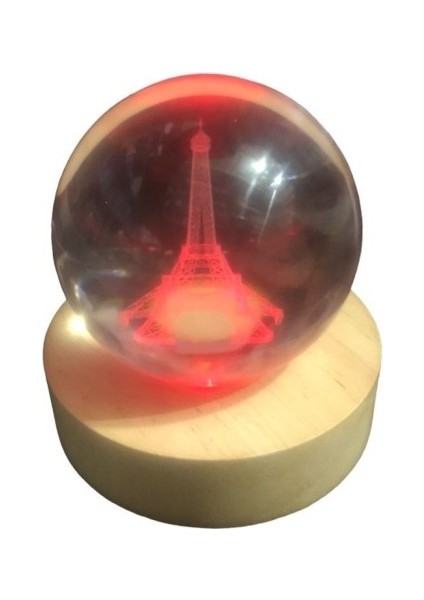 Dekoratif Eyfel Kulesi Tasarımlı Ahşap Altlıklı Işıklı Cam Küre Cam:6cm Ahşap:2cm modelleri