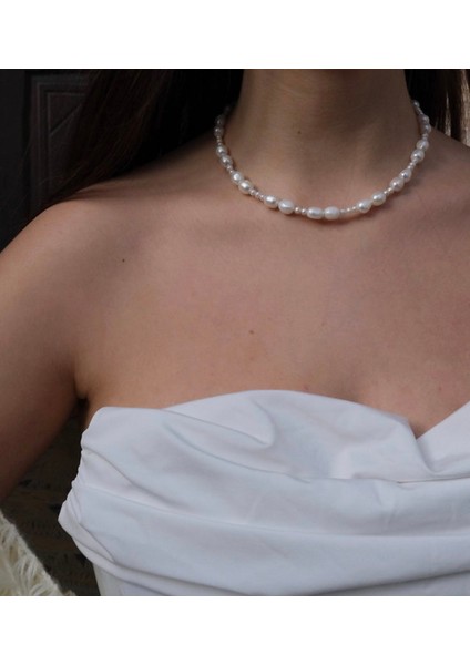 Sertifikalı Arpa ve Kum Inci Gerçek Doğal Inci Kolye