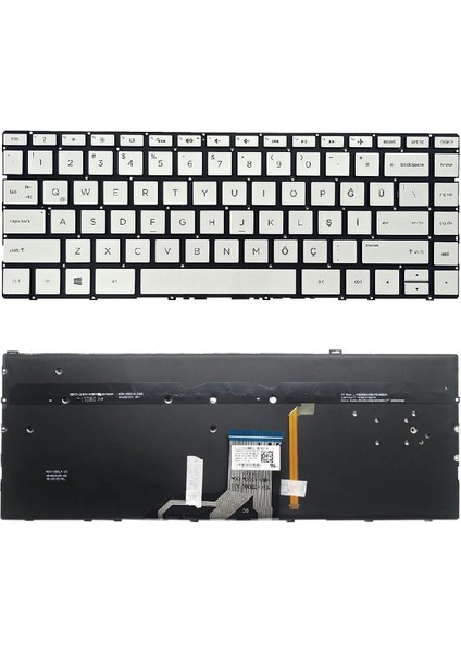 Hp Pavilion 13-An 13-AN0003NT 13-AN0005NT SG-85000-XUA SN6161BL Uyumlu Klavye Işıklı Gri Türkçe