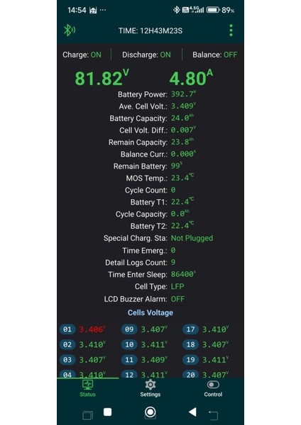 Lifepo4 72VOLT 24AMPER bluetooth'lu fiyatları