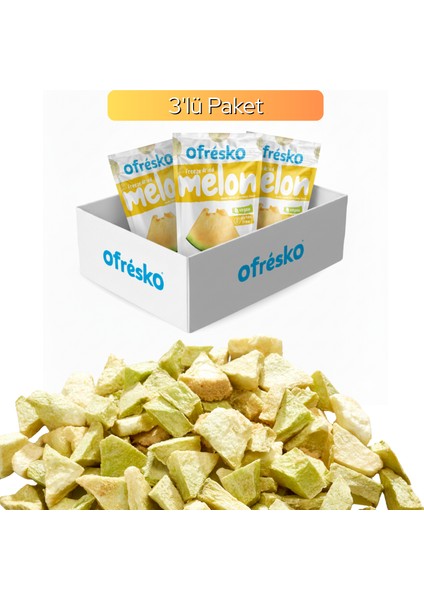 Kavun Kuru Meyve Cipsi Freeze Dry 3'lü Paket - Dondurularak Kurutulmuş Kuru Meyve Kavun