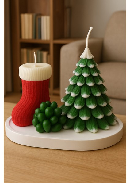 Yılbaşı Temalı Dekoratif Mum Seti – fiyatları