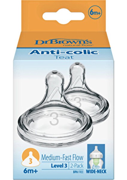 2'li Geniş Ağız Silikon Biberon Emziği 6+ Ay 3.Aşama Kaynatılabilir ve Sterilize Edilebilir fırsatları