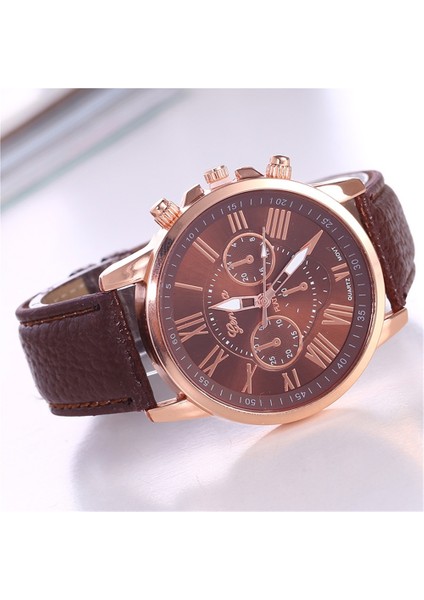 Kadın Deri Kayışlı Saat Cenevre Kuvars Saat Deri Kayışlı Şık Kadın Saati Ölçekli Saat (Yurt Dışından)