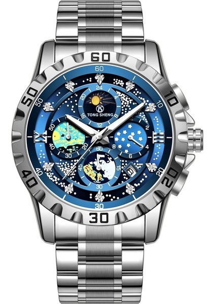 Erkek Saati Tam Otomatik Su Geçirmez Moda Kore Tarzı Yıldızlı Gökyüzü Erkek Öğrenci Işıklı Takvim (Yurt Dışından)