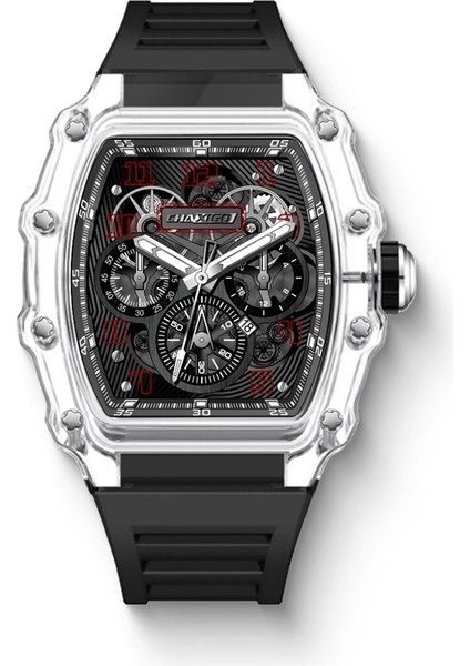 Erkekler Için Şık Kuvars Saat Şeffaf Renkli Tonneau Şeklinde Erkek Saati (Yurt Dışından)