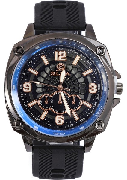 Moda Erkek Saat Trendi Silikon Kayışlı Kuvars Rahat Içi Boş Yüzeyli (Yurt Dışından)