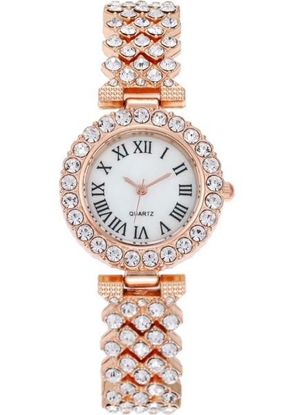 Moda Roma Desen Elmas Kadın Saati Kuvars Saat Bilezik (Yurt Dışından)