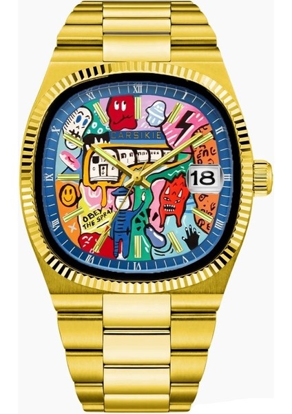 Erkekler Için Büyük Kadranlı Kare Saat, Üst Düzey Çizgi Roman Film Saati (Yurt Dışından)