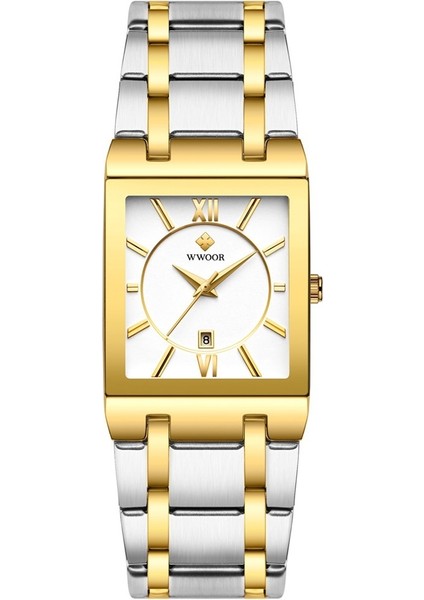 Tam Otomatik Mekanik Olmayan Kare Erkek Çelik Bantlı Kuvars Saat Su Geçirmez (Yurt Dışından)