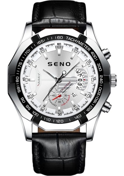 Erkek Saati Erkek Işıklı Su Geçirmez Deri Kemer Takvim Içi Boş Kuvars Saat (Yurt Dışından)