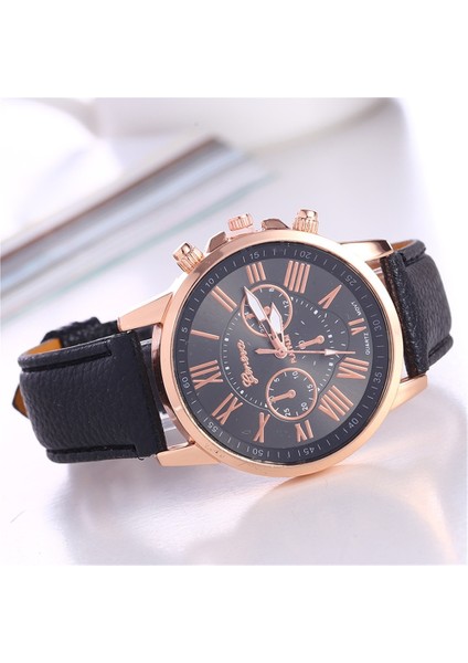 Kadın Deri Kayışlı Saat Cenevre Kuvars Saat Deri Kayışlı Şık Kadın Saati Ölçekli Saat (Yurt Dışından)