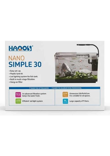 Nano Simple 30 Ledli Plastik Akvaryum 30X19X18,5CM fiyatları