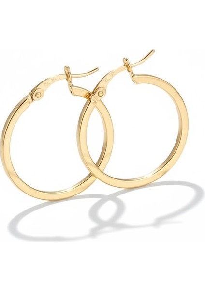 1.8 cm 8 Ayar Düz Halka Altın Küpe CGKKP0240