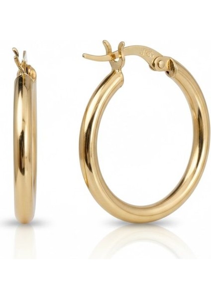 1.8 cm 8 Ayar Düz Halka Altın Küpe CGKKP0241