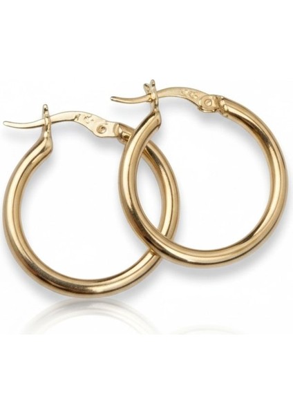 1.8 cm 8 Ayar Düz Halka Altın Küpe CGKKP0241 modelleri