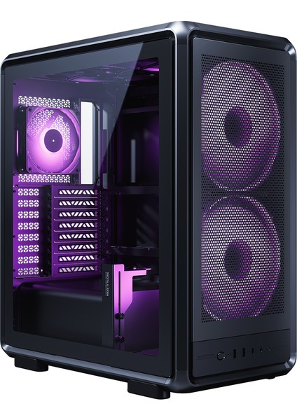 Masterframe 500TG Mesh MF500M-KHNN-S01 2X200MM(ÖN)-1X120MM(ARKA) Fan Atx Btf Alüminyum Siyah Mid Tower Gaming (Oyuncu) Kasası