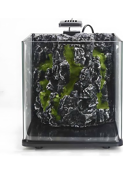 Nanux Rock Blubios Dekorlu Nano Akvaryum 18LT Siyah