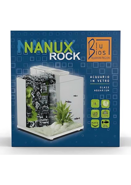 Nanux Rock Blubios Dekorlu Nano Akvaryum 18LT Siyah fiyatları