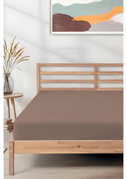 Sertifikalı Organik Pamuklu Lastikli Çarşaf Kahverengi L Tek Kişilik - Çift Kişilik L Örme Penye