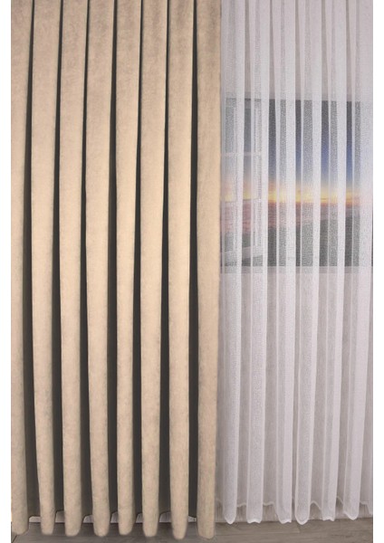 Ada Petek Fon Perde Bej 1/3 Sık Pile 1.sınıf Kalite Tek Kanat modelleri