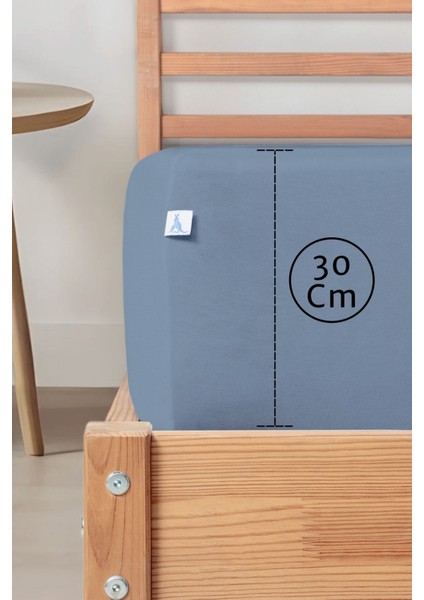 Sertifikalı Organik Pamuklu Lastikli Çarşaf Mavi L Tek Kişilik - Çift Kişilik L Örme Penye modelleri