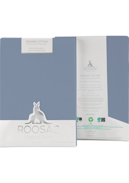 Sertifikalı Organik Pamuklu Lastikli Çarşaf Mavi L Tek Kişilik - Çift Kişilik L Örme Penye